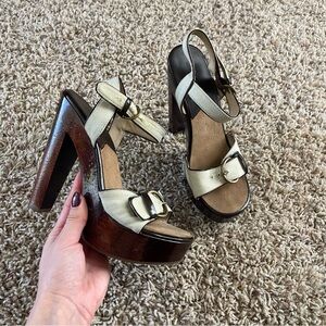 Michael Kors Cream and Brown Platform Heels